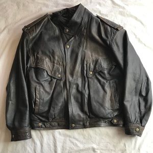 Adventure Bound 1994 Leather Bomber Jacket Large